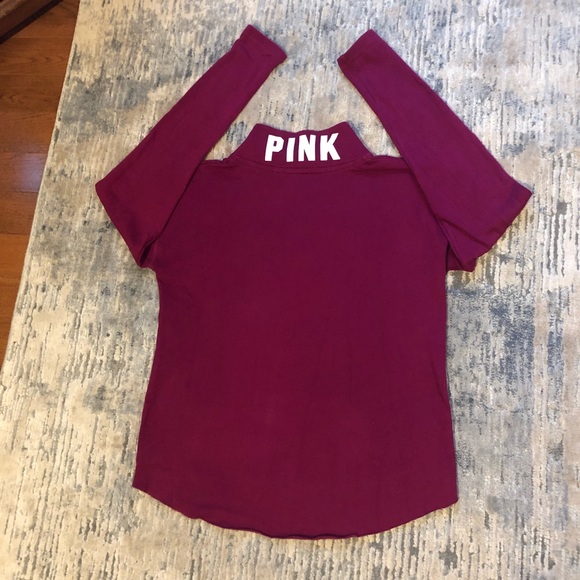 PINK brand quarter zip deep magenta color sweatshirt small front pouch pocket - Picture 6 of 7
